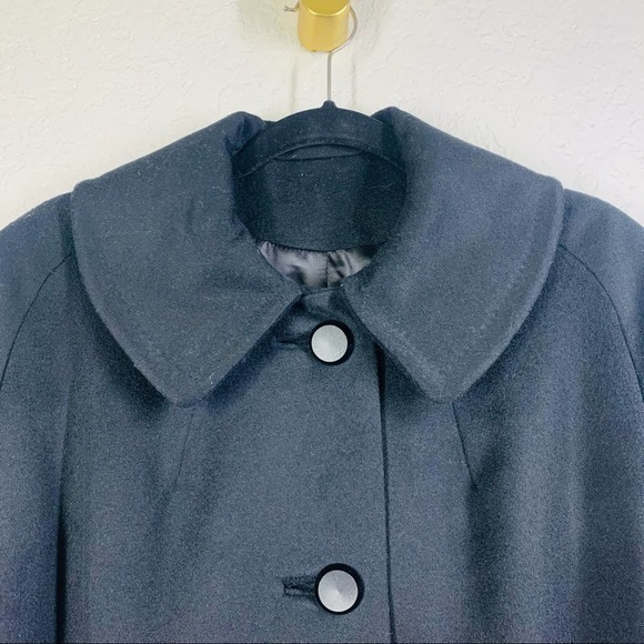 VINTAGE Union Made Retro Black Single-Breasted Wool Midi-Princess Swing‎ Coat - Picture 2 of 13